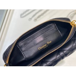 Dior Caro Pouch In Black Cannage Calfskin 491
