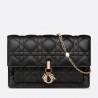 Dior Lady Dior Chain Pouch In Black Cannage Lambskin 645