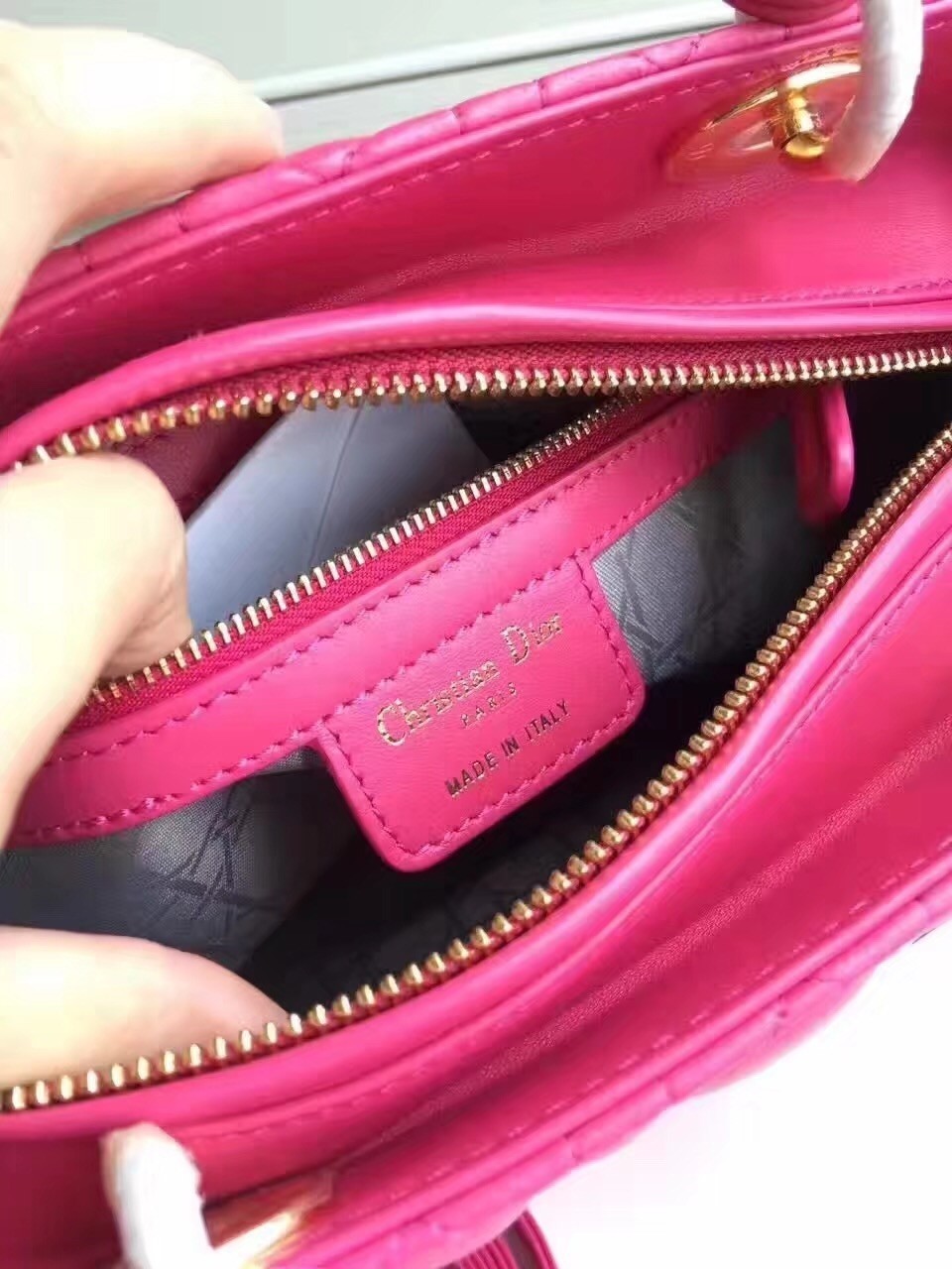 Dior Medium Lady Dior Bag In Rose Red Lambskin 758