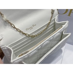 Dior Lady Dior Chain Pouch In White Cannage Lambskin 675