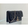 Dior Lady Dior Chain Pouch In Black Patent Calfskin 709