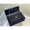 Dior Lady Dior Chain Pouch In Black Patent Calfskin 709