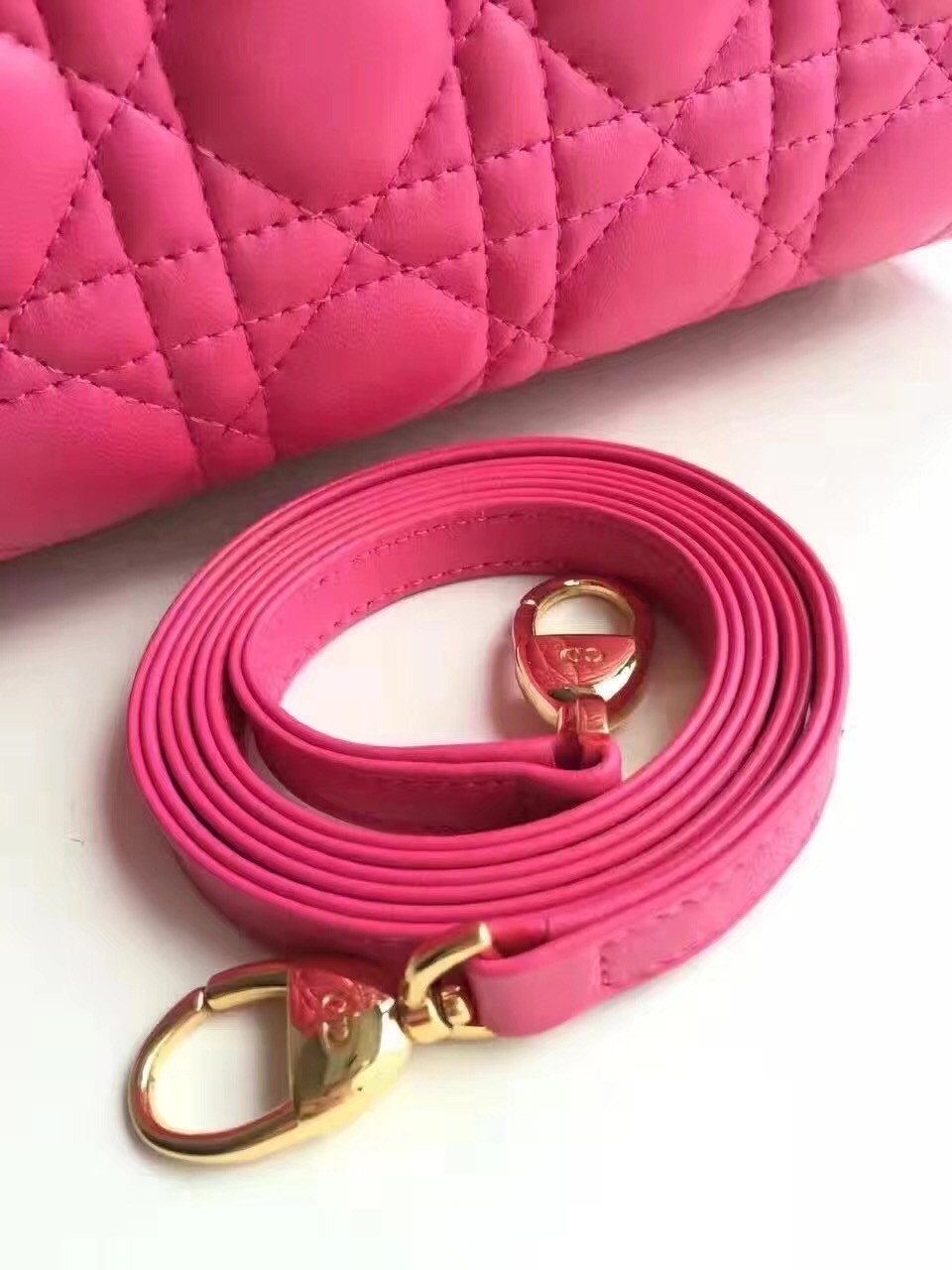 Dior Medium Lady Dior Bag In Rose Red Lambskin 758