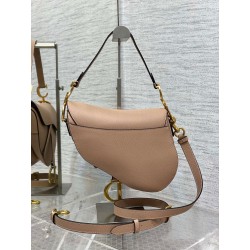 Dior Saddle Bag with Strap in Blush Grained Calfskin 498