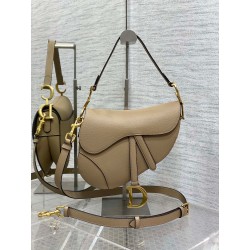 Dior Saddle Bag with Strap in Sand Grained Calfskin 537