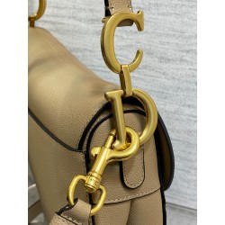 Dior Saddle Bag with Strap in Sand Grained Calfskin 537