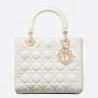 Dior Medium Lady Dior Bag In White Lambskin 713