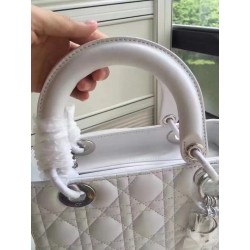 Dior Medium Lady Dior Bag In White Lambskin 713