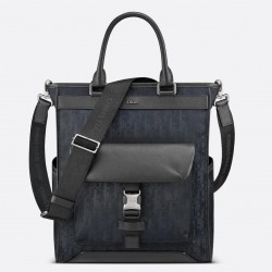 Dior Explorer Tote Bag In Black Dior Oblique Mirage Technical Fabric 933