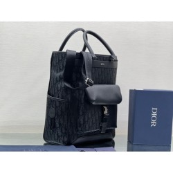 Dior Explorer Tote Bag In Black Dior Oblique Mirage Technical Fabric 933