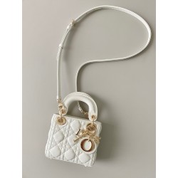 Dior Lady Dior Micro Bag In White Cannage Lambskin 995