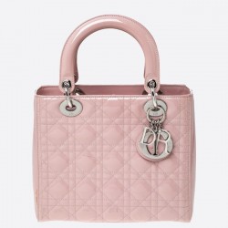 Dior Medium Lady Dior Bag In Pink Patent Leather 737