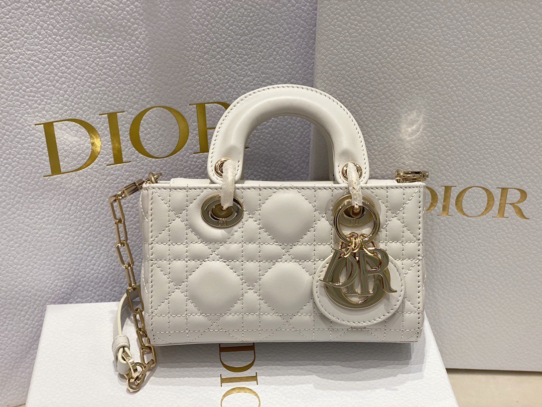 Dior Lady D-Joy Micro Bag In White Cannage Lambskin 211