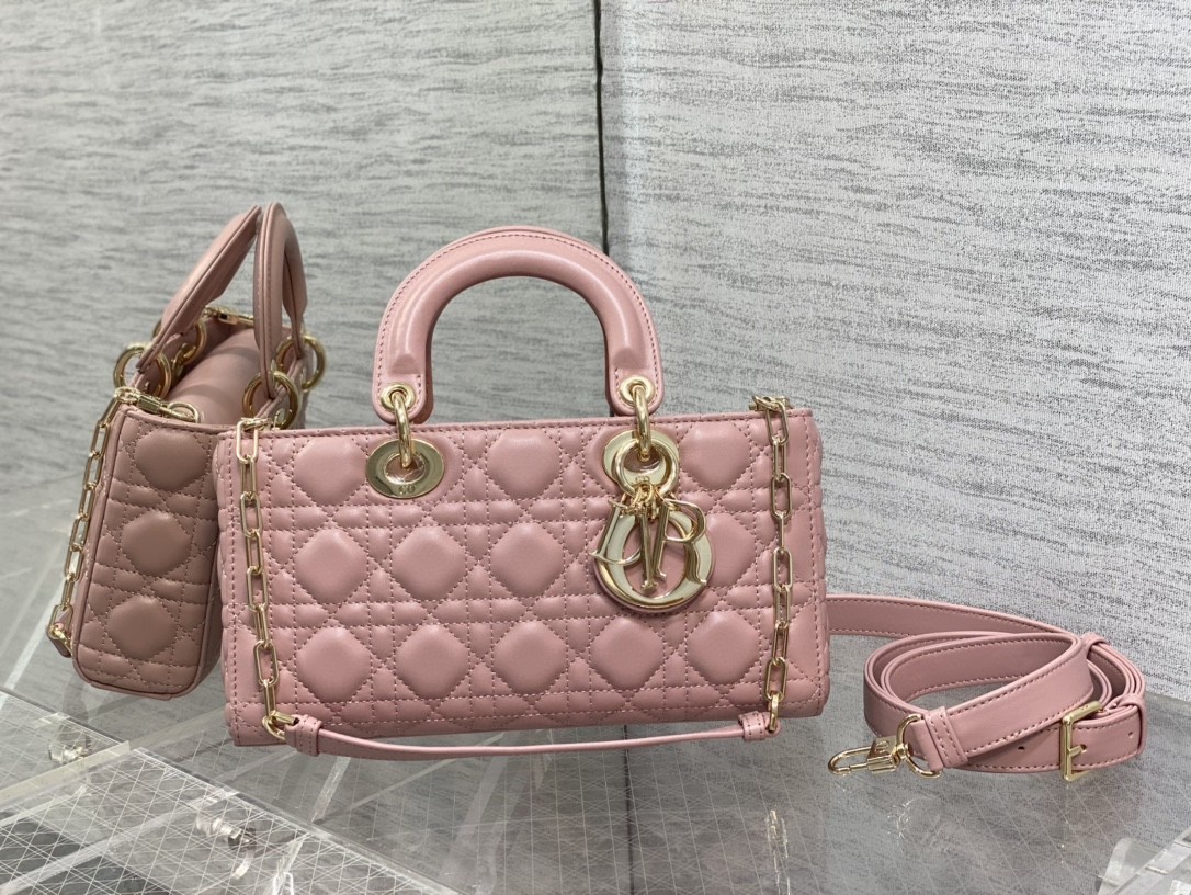 Dior Lady D-Joy Medium Bag In Peony Pink Cannage Lambskin 388