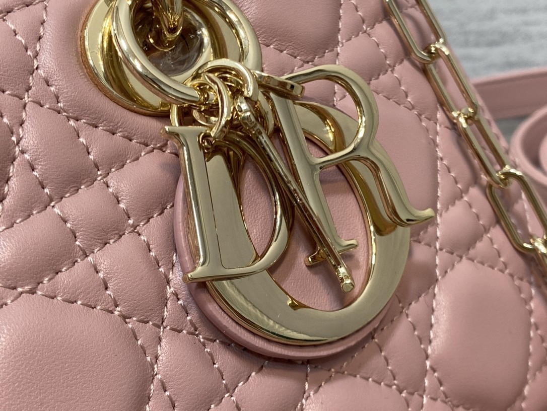 Dior Lady D-Joy Medium Bag In Peony Pink Cannage Lambskin 388