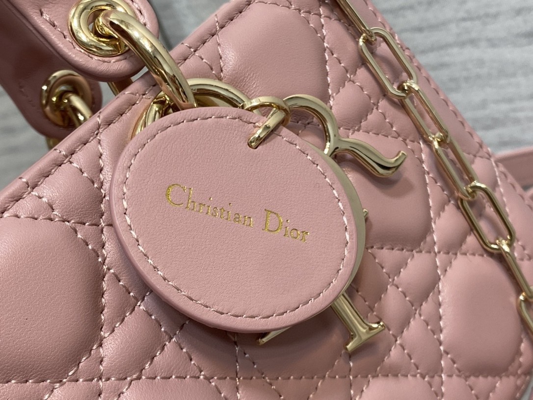 Dior Lady D-Joy Medium Bag In Peony Pink Cannage Lambskin 388