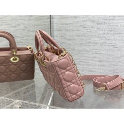 Dior Lady D-Joy Medium Bag In Peony Pink Cannage Lambskin 388