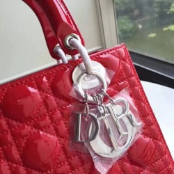 Dior Medium Lady Dior Bag In Red Patent Leather 149