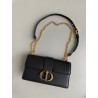 Dior 30 Montaigne East-West Bag with Chain in Black Calfskin 489