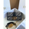 Dior 30 Montaigne East-West Bag with Chain in Blue Oblique Jacquard 527