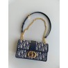 Dior 30 Montaigne East-West Bag with Chain in Blue Oblique Jacquard 527