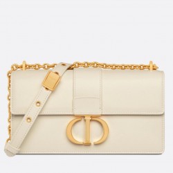 Dior 30 Montaigne East-West Bag with Chain in White Calfskin 548