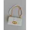 Dior 30 Montaigne East-West Bag with Chain in White Calfskin 548