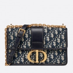 Dior 30 Montaigne Bag with Chain in Blue Oblique Jacquard 584