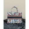 Dior Medium Book Tote Bag In White Dior Petites Fleurs Embroidery 656