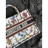 Dior Medium Book Tote Bag In White Dior Petites Fleurs Embroidery 656