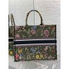 Dior Large Book Tote Bag In Green Dior Petites Fleurs Embroidery 746