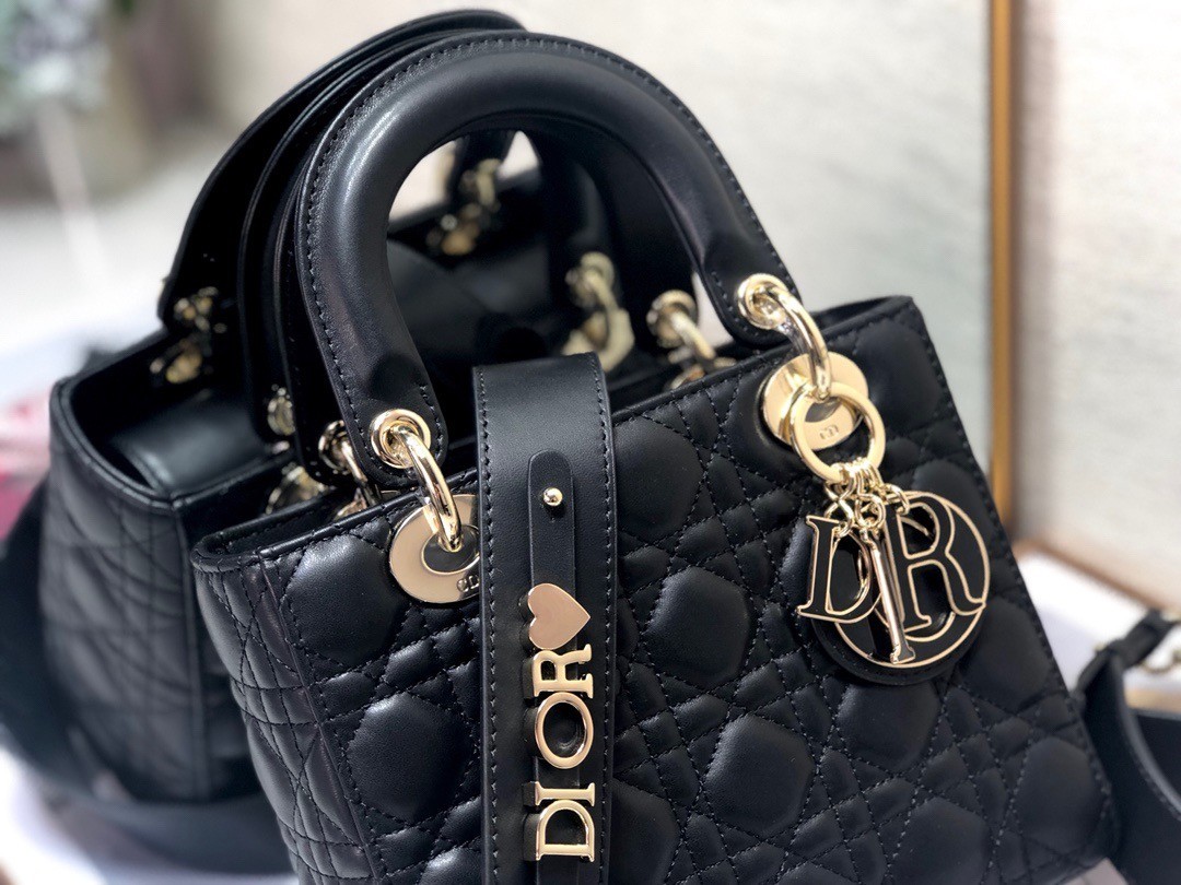 Dior Small Lady Dior My ABCDior Bag In Black Cannage Lambskin 856