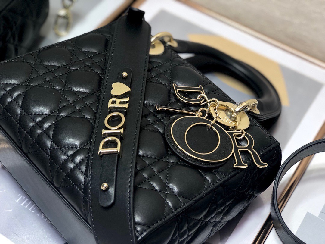 Dior Small Lady Dior My ABCDior Bag In Black Cannage Lambskin 856