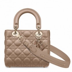 Dior Small Lady Dior My ABCDior Bag In Warm Taupe Cannage Lambskin 567