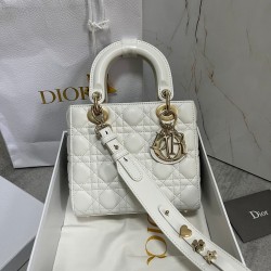 Dior Small Lady Dior My ABCDior Bag In White Lambskin 647