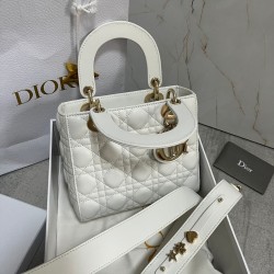 Dior Small Lady Dior My ABCDior Bag In White Lambskin 647