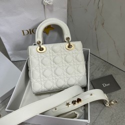 Dior Small Lady Dior My ABCDior Bag In White Lambskin 647