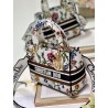 Dior Lady D-Lite Medium Bag In White Dior Petites Fleurs Embroidery 703