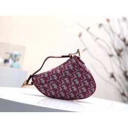 Dior Mini Saddle Bag In Bordeaux Oblique Jacquard Canvas 611