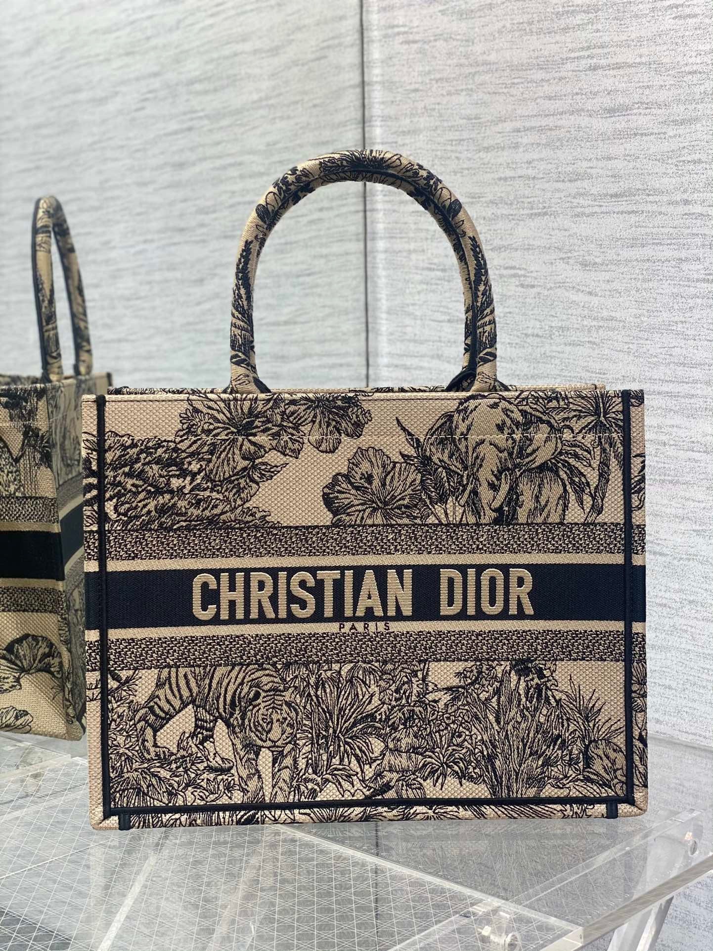 Dior Medium Book Tote Bag In Beige Toile de Jouy Voyage Embroidery 172