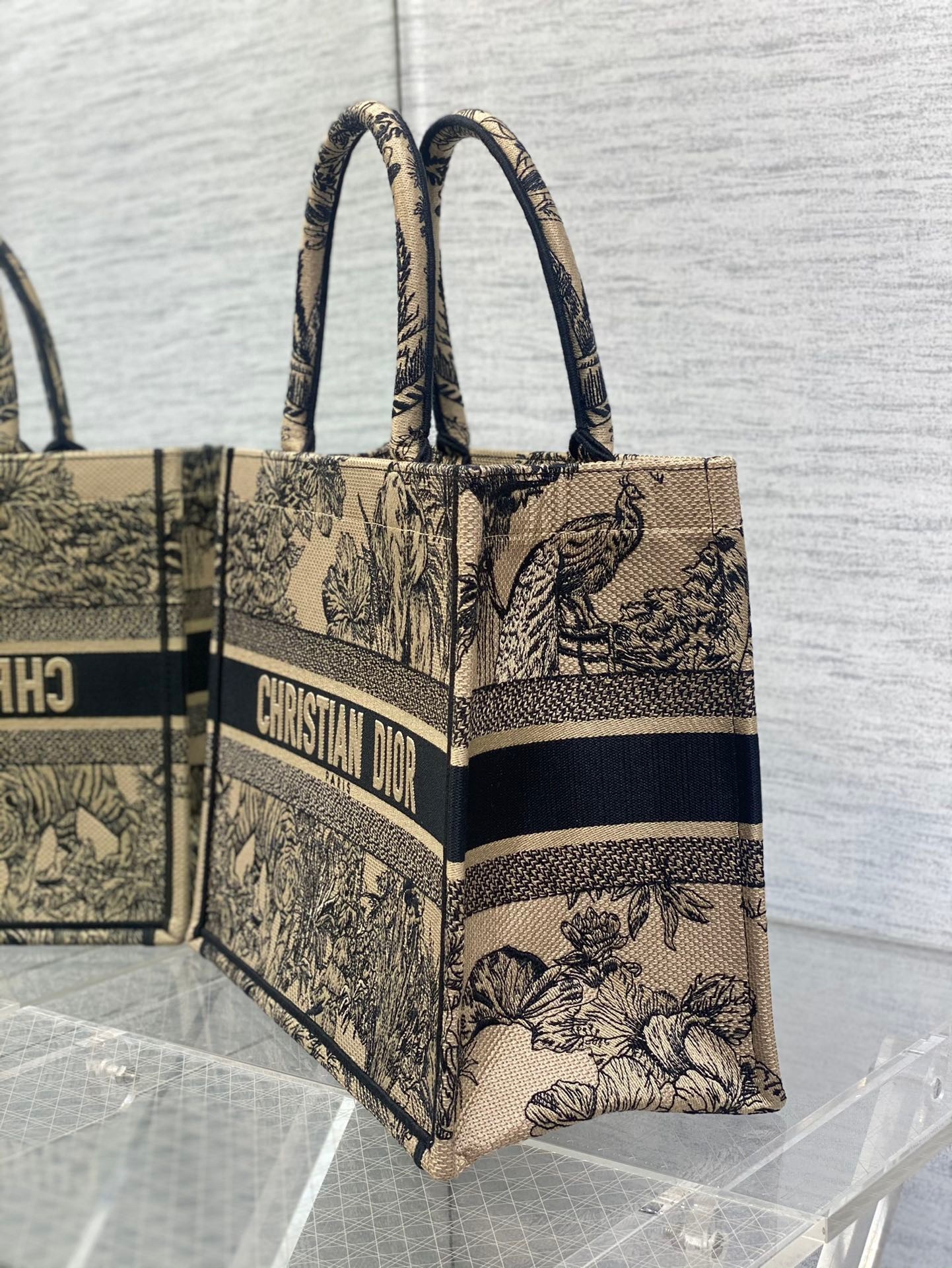 Dior Medium Book Tote Bag In Beige Toile de Jouy Voyage Embroidery 172
