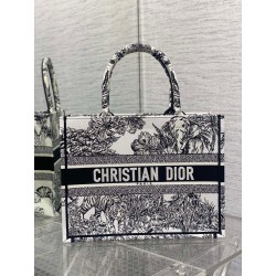 Dior Medium Book Tote Bag In White Toile de Jouy Voyage Embroidery 196