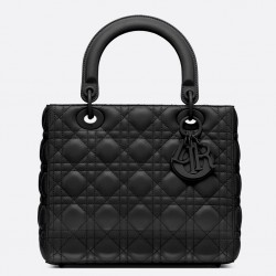 Dior Medium Lady Dior Ultra-Matte So Black Bag 107
