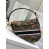 Dior Saddle Bag In Green Multicolor Dior Petites Fleurs Embroidery 095