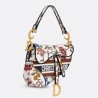 Dior Saddle Bag In White Multicolor Dior Petites Fleurs Embroidery 141