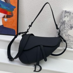 Dior Saddle Bag with Strap in Black Ultramatte Calfskin 170