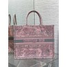 Dior Large Book Tote Bag in Pink and Gray Toile de Jouy Sauvage Embroidery 239