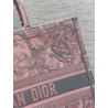 Dior Large Book Tote Bag in Pink and Gray Toile de Jouy Sauvage Embroidery 239