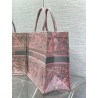 Dior Large Book Tote Bag in Pink and Gray Toile de Jouy Sauvage Embroidery 239