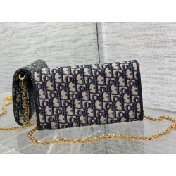 Dior Bobby East-West Chain Pouch in Blue Oblique Jacquard 280